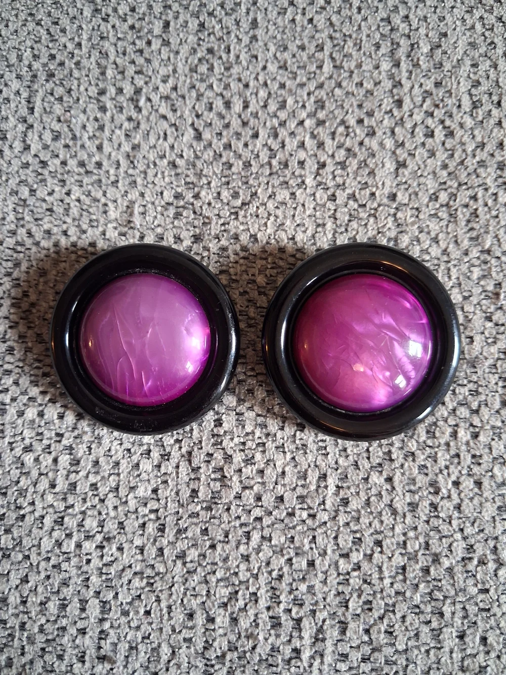 Classic Round Vintage Purple Button-Style Clip On Earrings